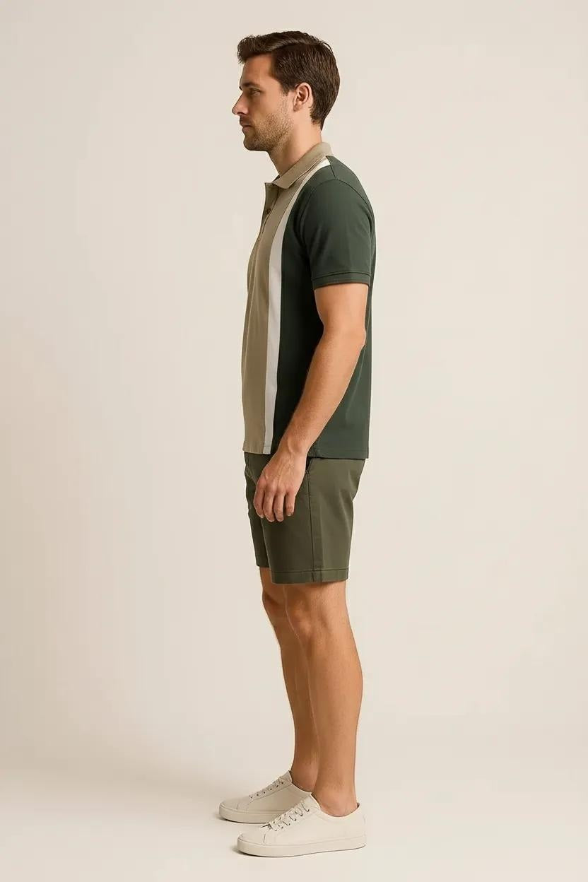 Octave Men Safari Colourblocked Polo Collar T-shirt