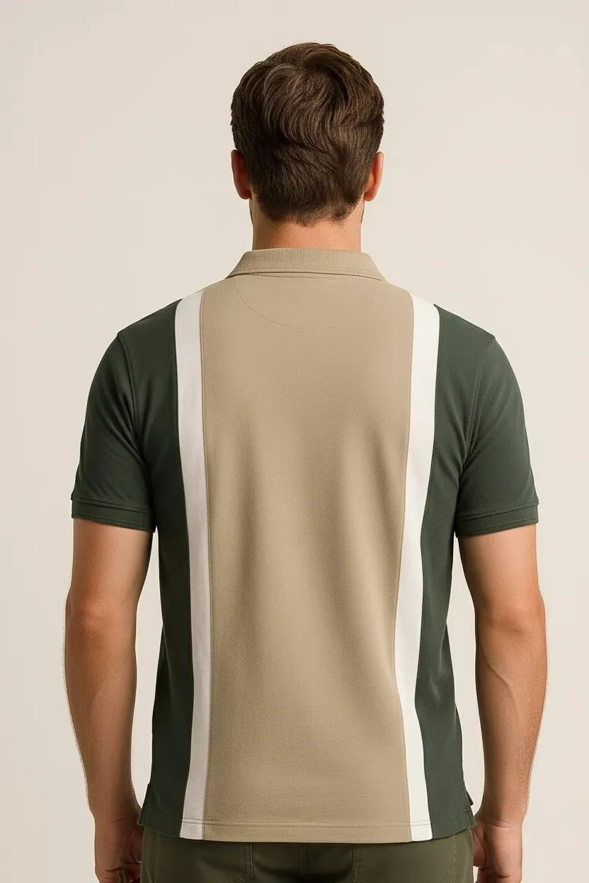 Octave Men Safari Colourblocked Polo Collar T-shirt