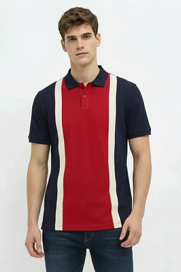 Men Colourblocked Polo Collar T-shirt