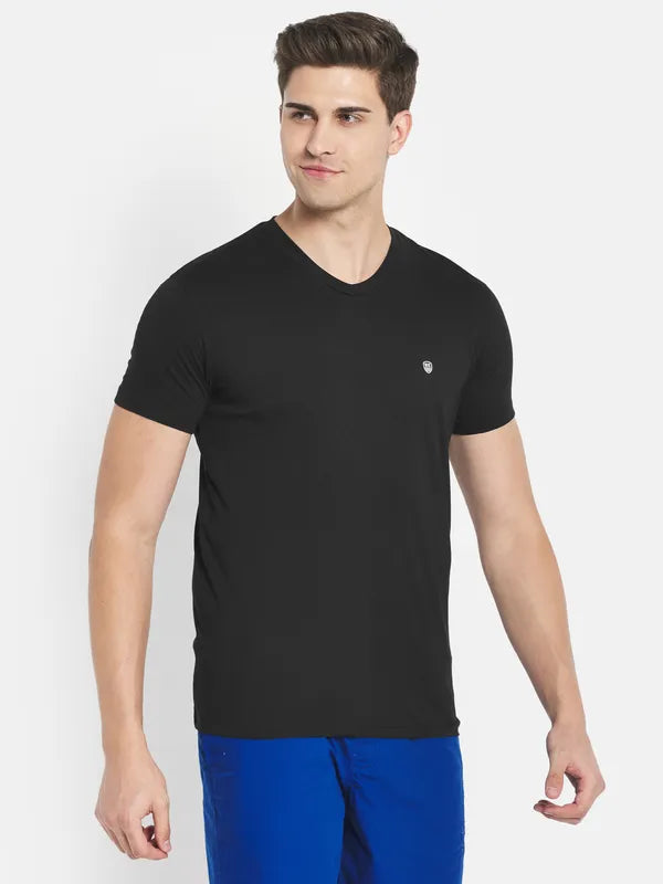 Octave Men Black V-Neck T-Shirt