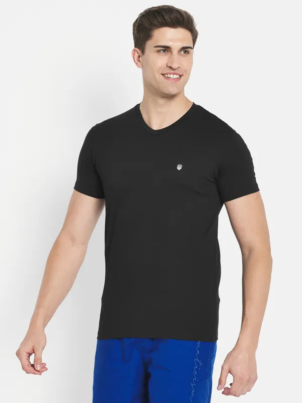 Octave Men Black V-Neck T-Shirt