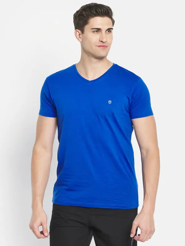 Octave Men Blue V-Neck T-Shirt