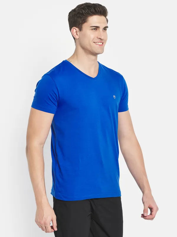 Octave Men Blue V-Neck T-Shirt