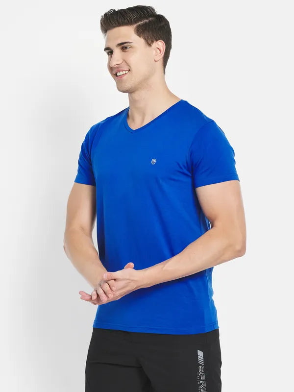 Octave Men Blue V-Neck T-Shirt