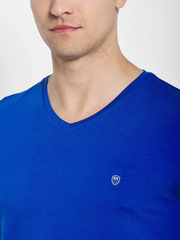 Octave Men Blue V-Neck T-Shirt