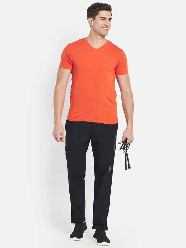 Octave Men Orange V-Neck T-Shirt