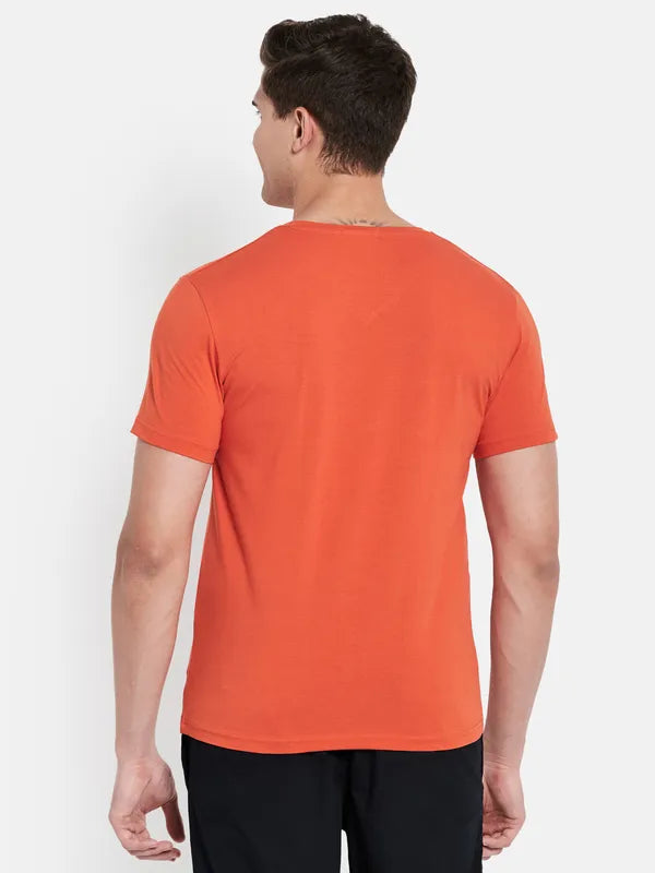 Octave Men Orange V-Neck T-Shirt