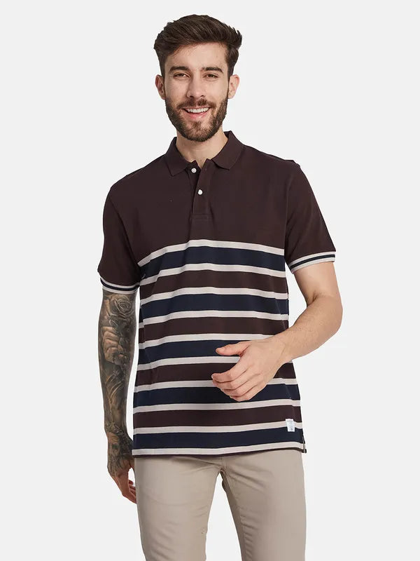 Octave Striped Polo Collar T-Shirt