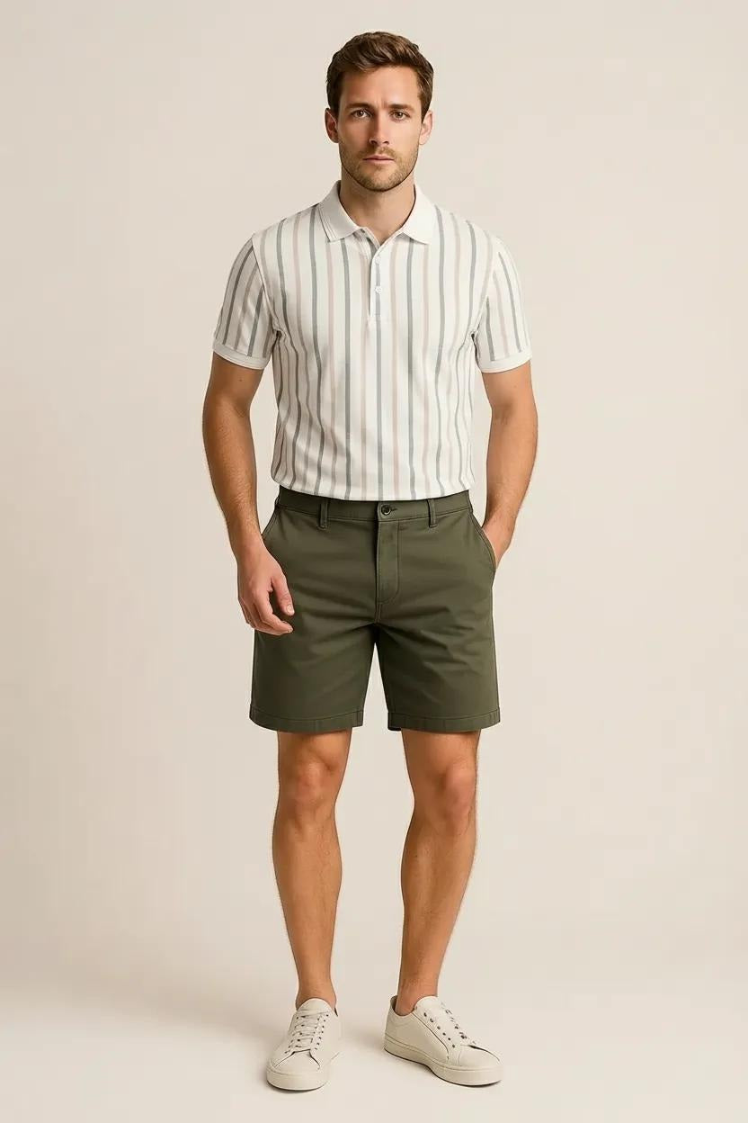 Octave Men Cold Coffee Striped Polo Collar T-shirt