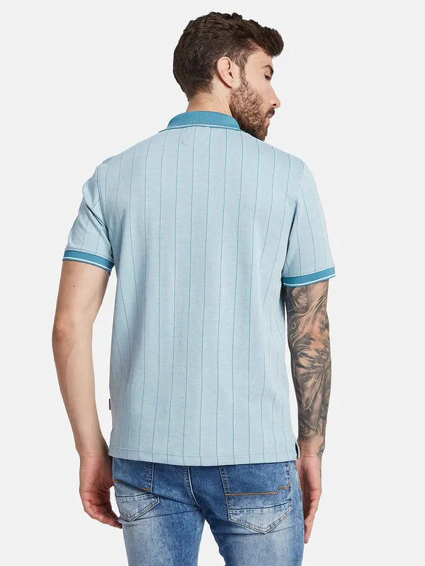 Octave Ss24 Men Polo Collar Striped T-Shirt