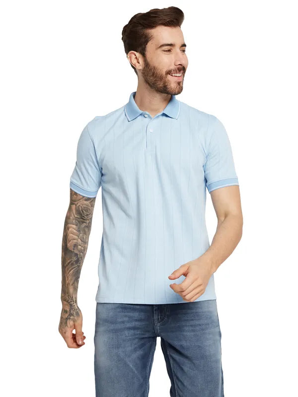 Octave Men Polo Collar Striped T-Shirt