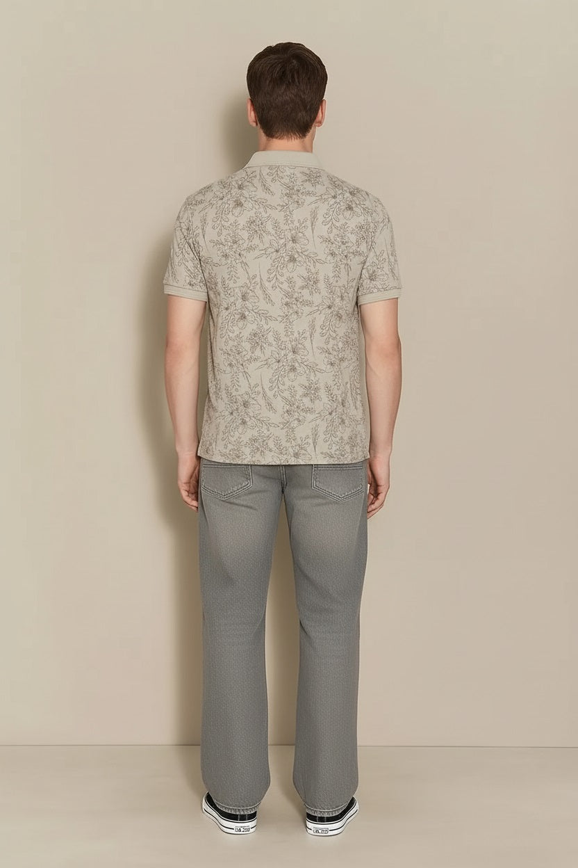 Men Arona Floral Printed Polo Collar T-shirt