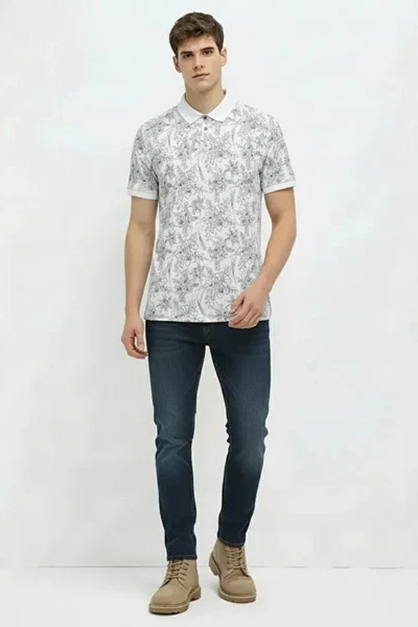 Men Floral Printed Polo Collar T-shirt