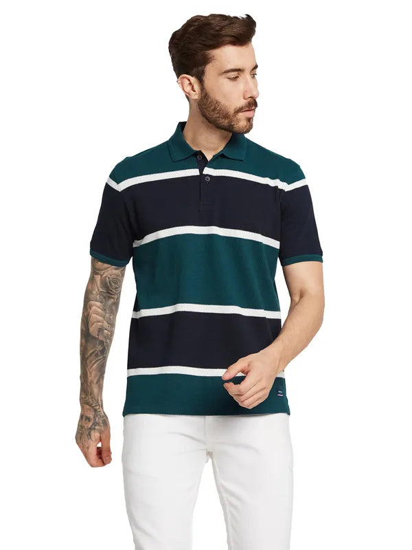 Octave Men Colourblocked Polo Collar Pure Cotton T-Shirt