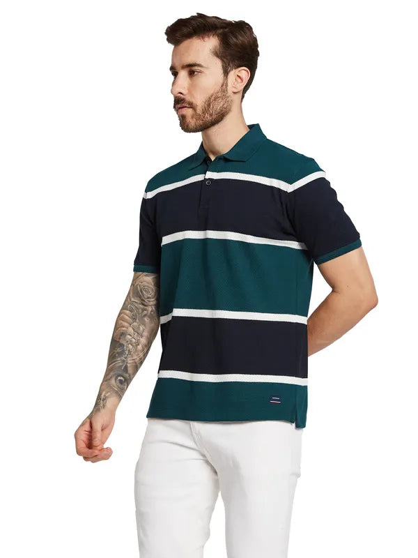 Octave Men Colourblocked Polo Collar Pure Cotton T-Shirt