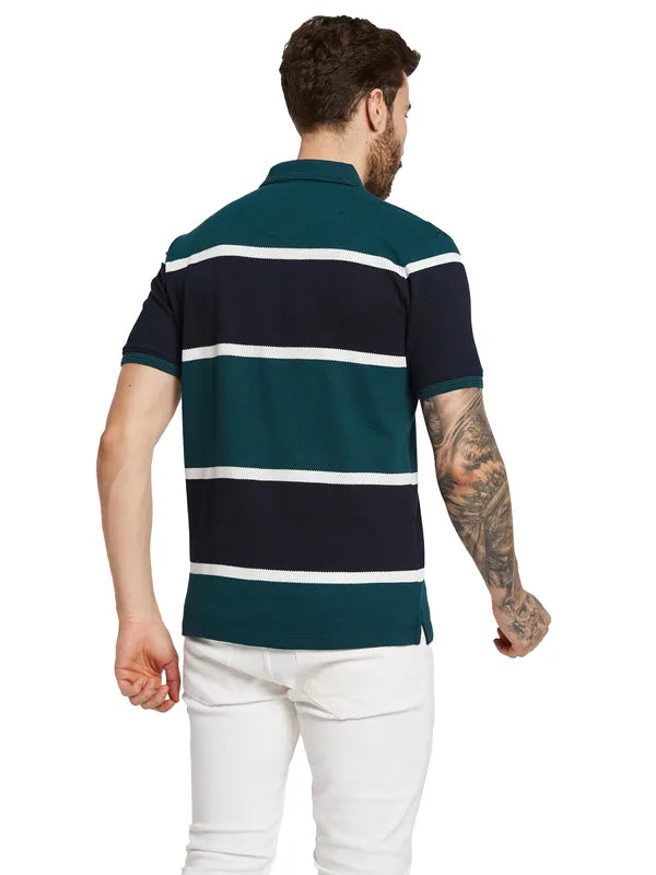 Octave Men Colourblocked Polo Collar Pure Cotton T-Shirt