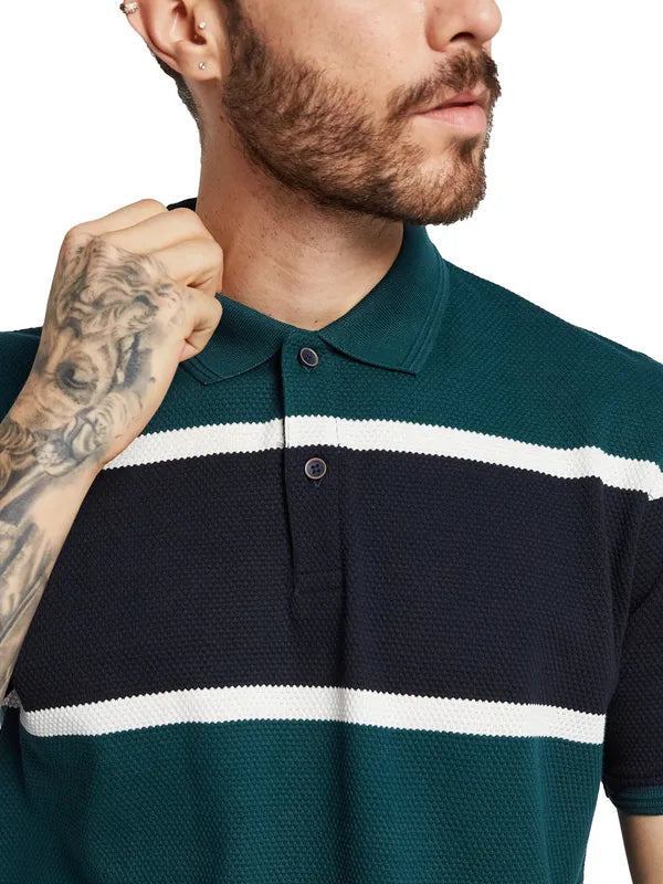 Octave Men Colourblocked Polo Collar Pure Cotton T-Shirt