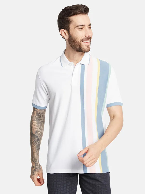 Octave Men Striped Polo Collar T-Shirt