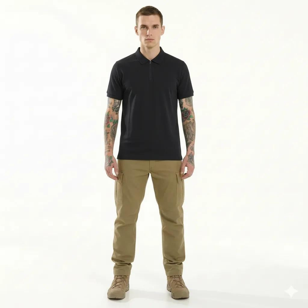 Octave Men Black Polo Collar T-shirt