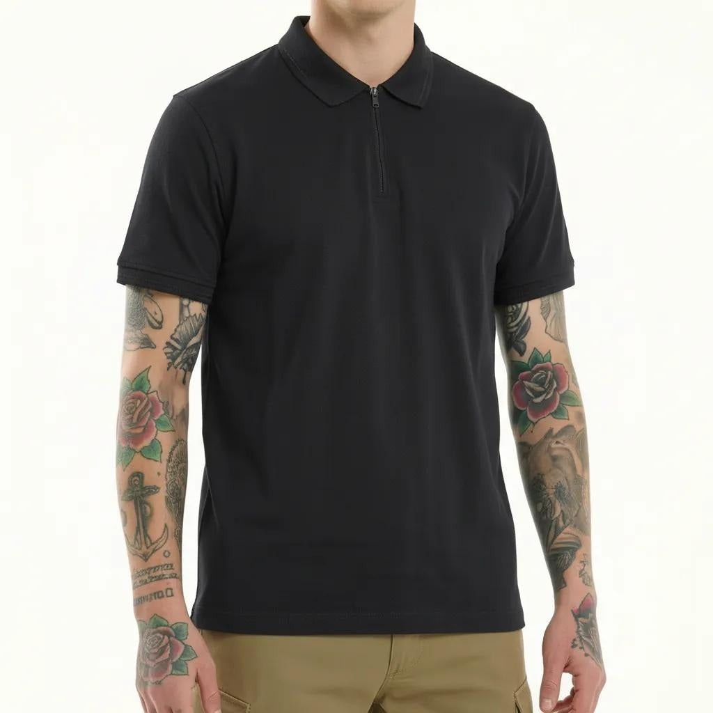 Octave Men Black Polo Collar T-shirt