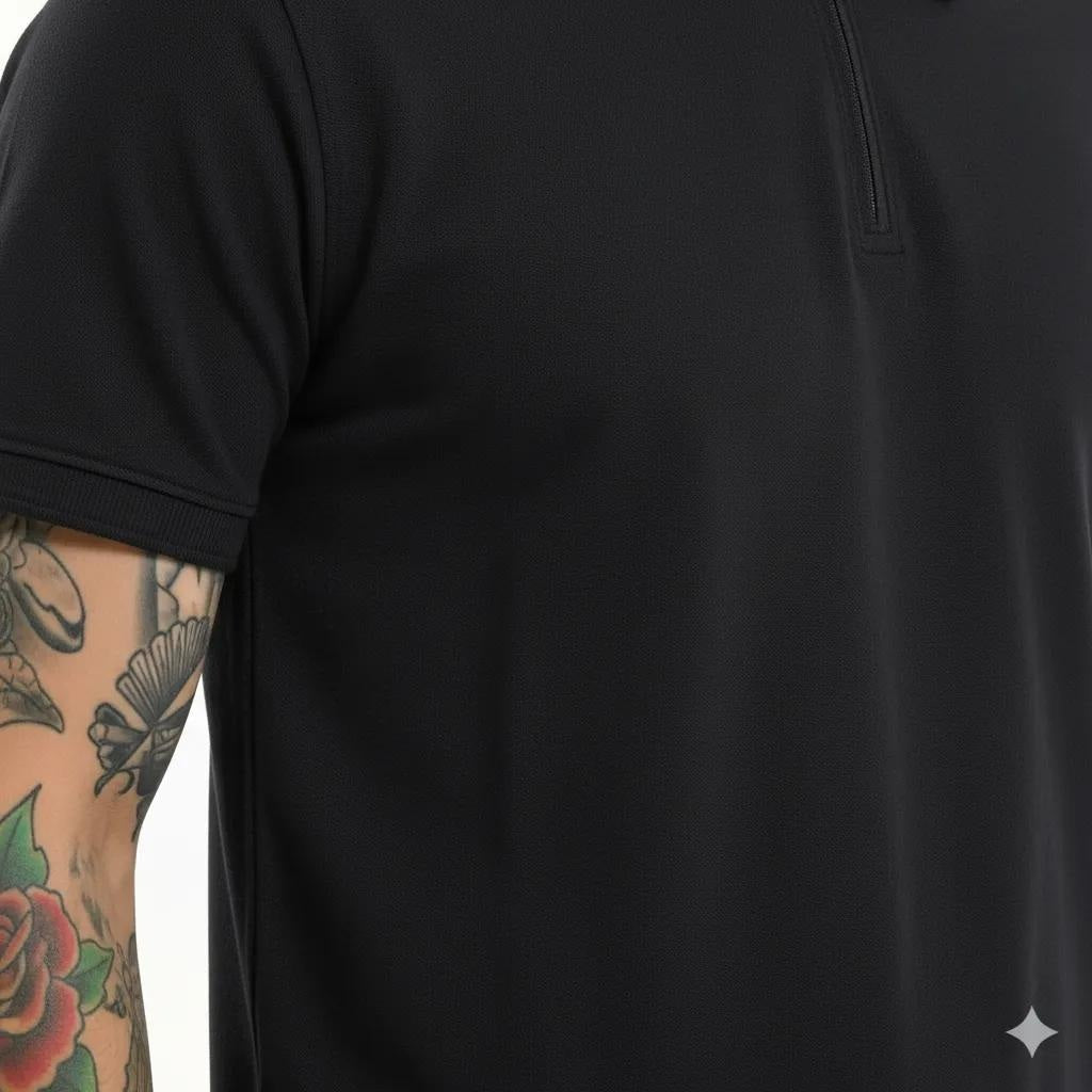 Octave Men Black Polo Collar T-shirt