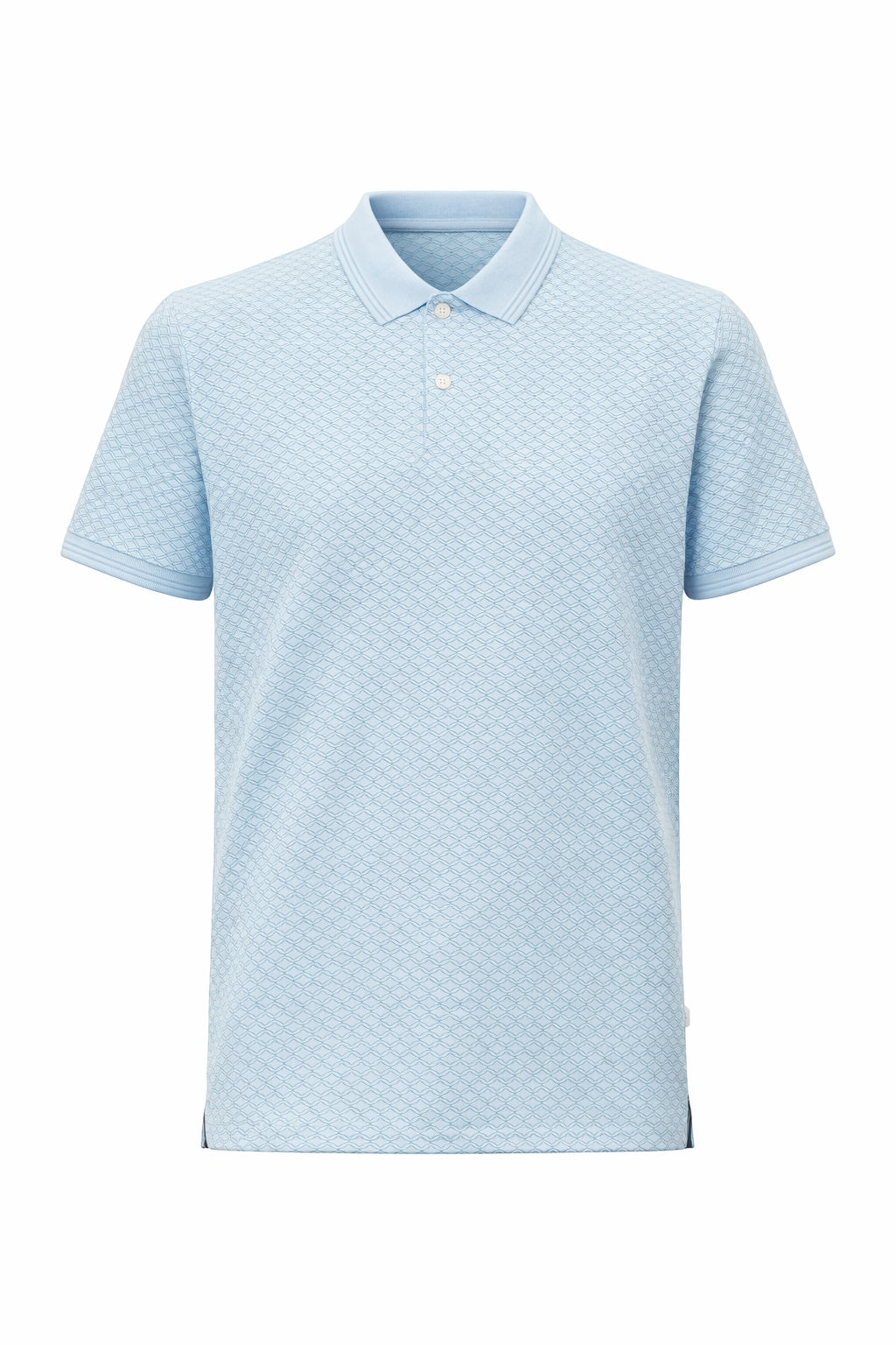 Men Delicate Blue Polo Collar Self Design T-shirt
