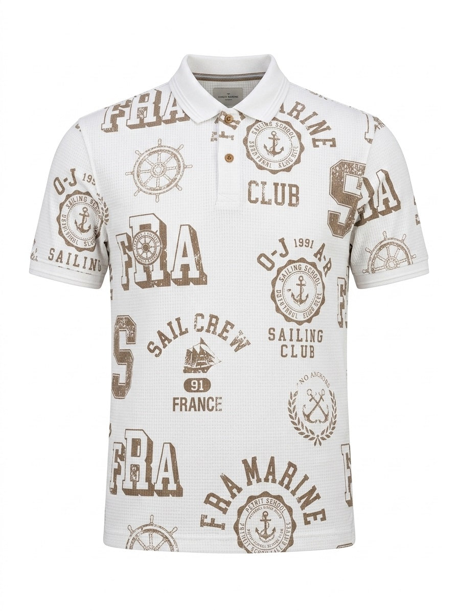 Men Stone Typography Printed Polo Collar T-shirt