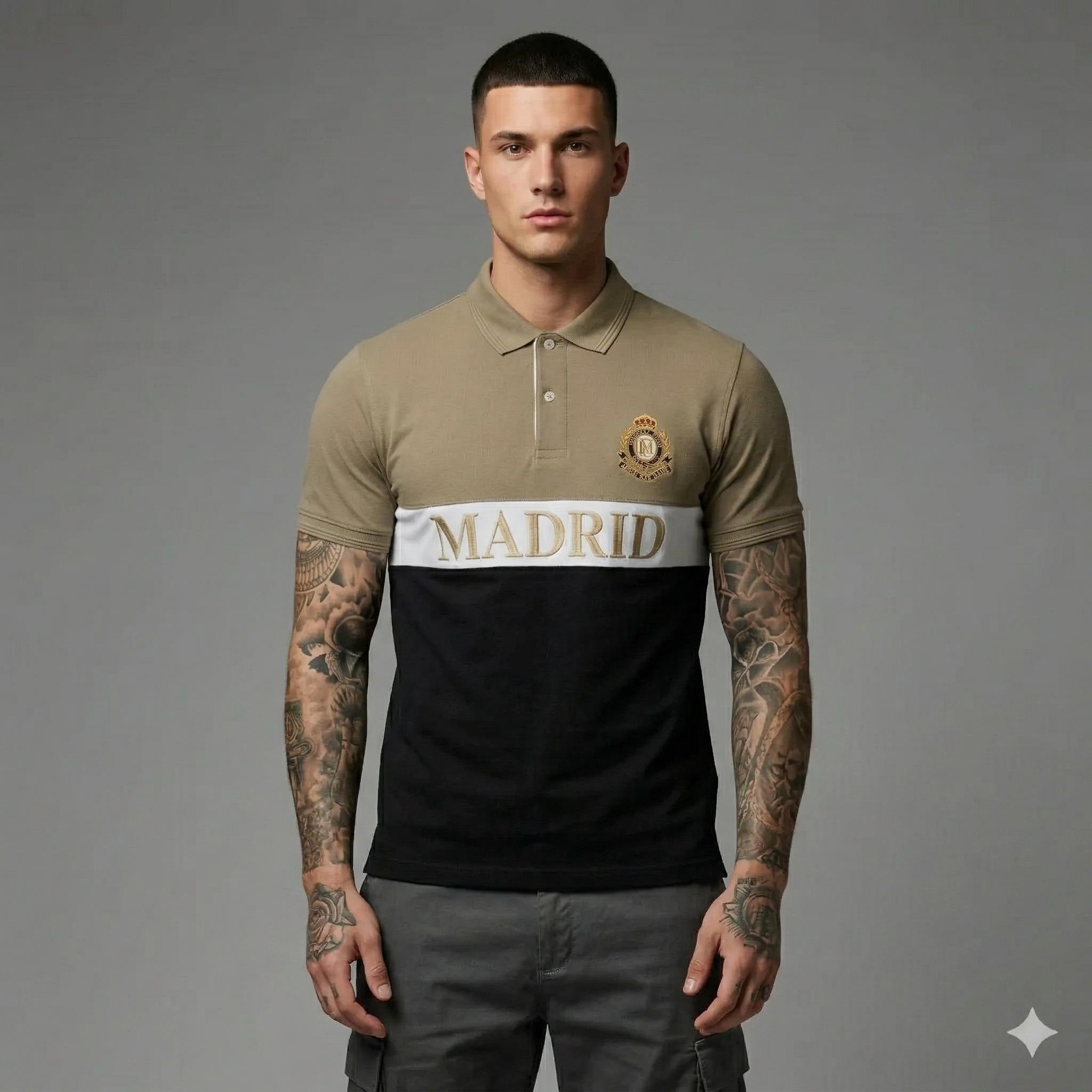 Men Colourblocked Polo Collar Cotton T-shirt
