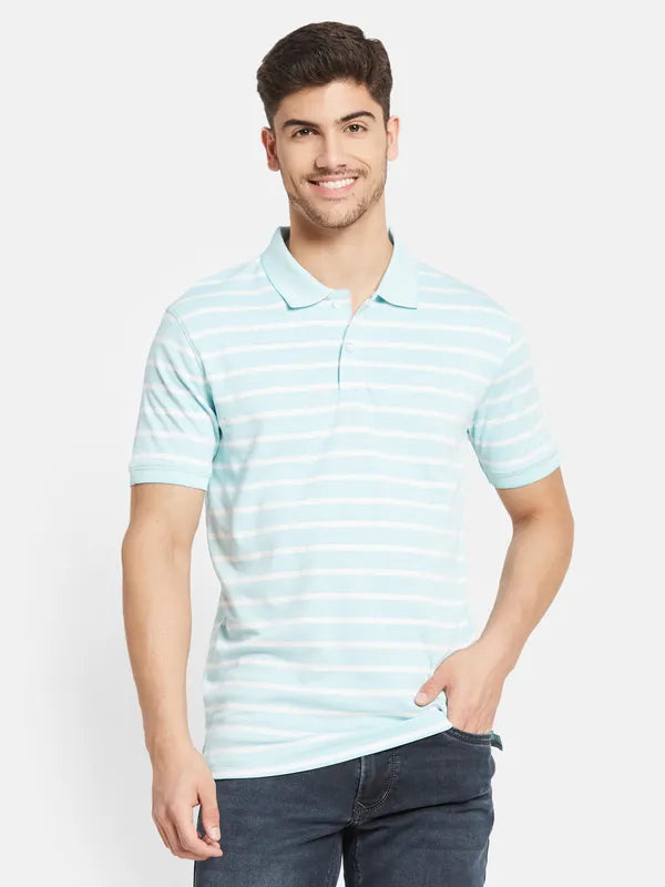 Horizontal Stripes Print Polo T- Shirt