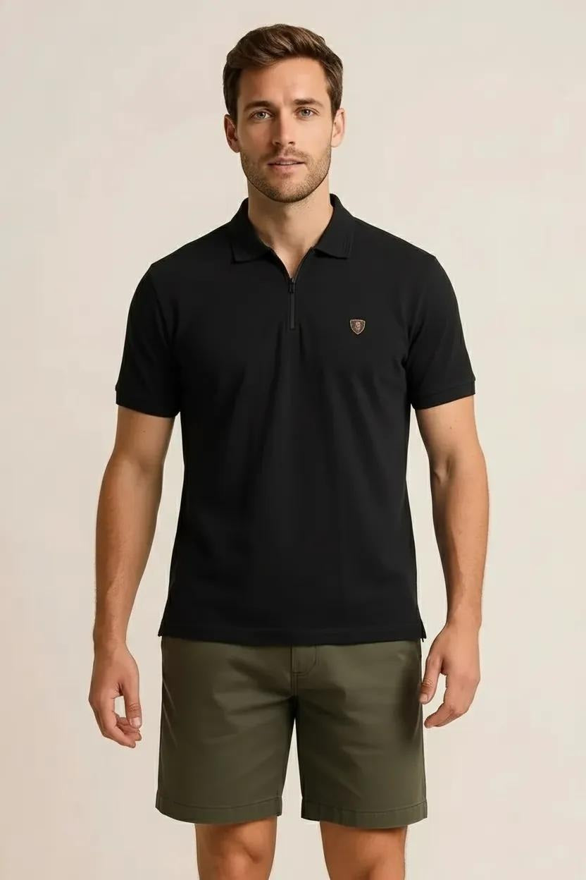 Octave Men Black Polo Collar T-shirt