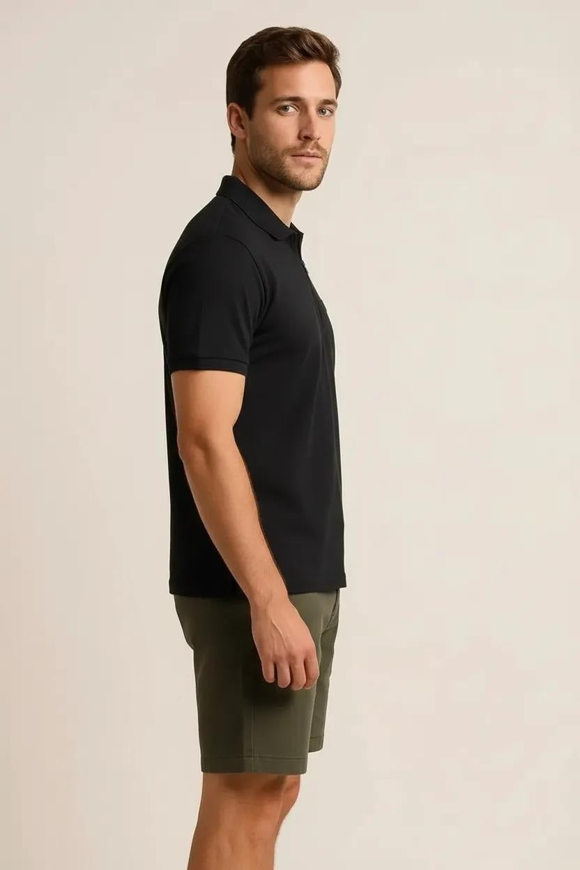 Octave Men Black Polo Collar T-shirt