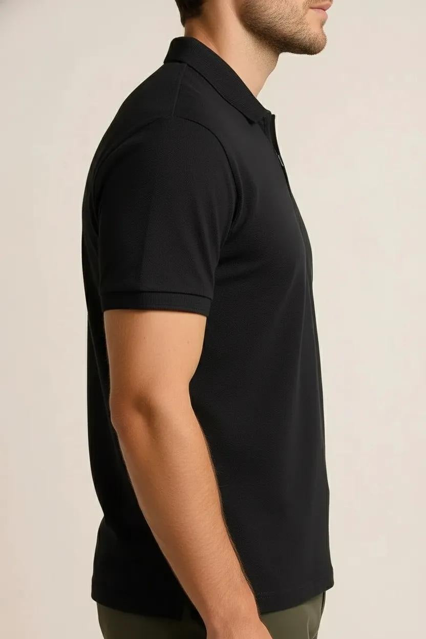 Octave Men Black Polo Collar T-shirt