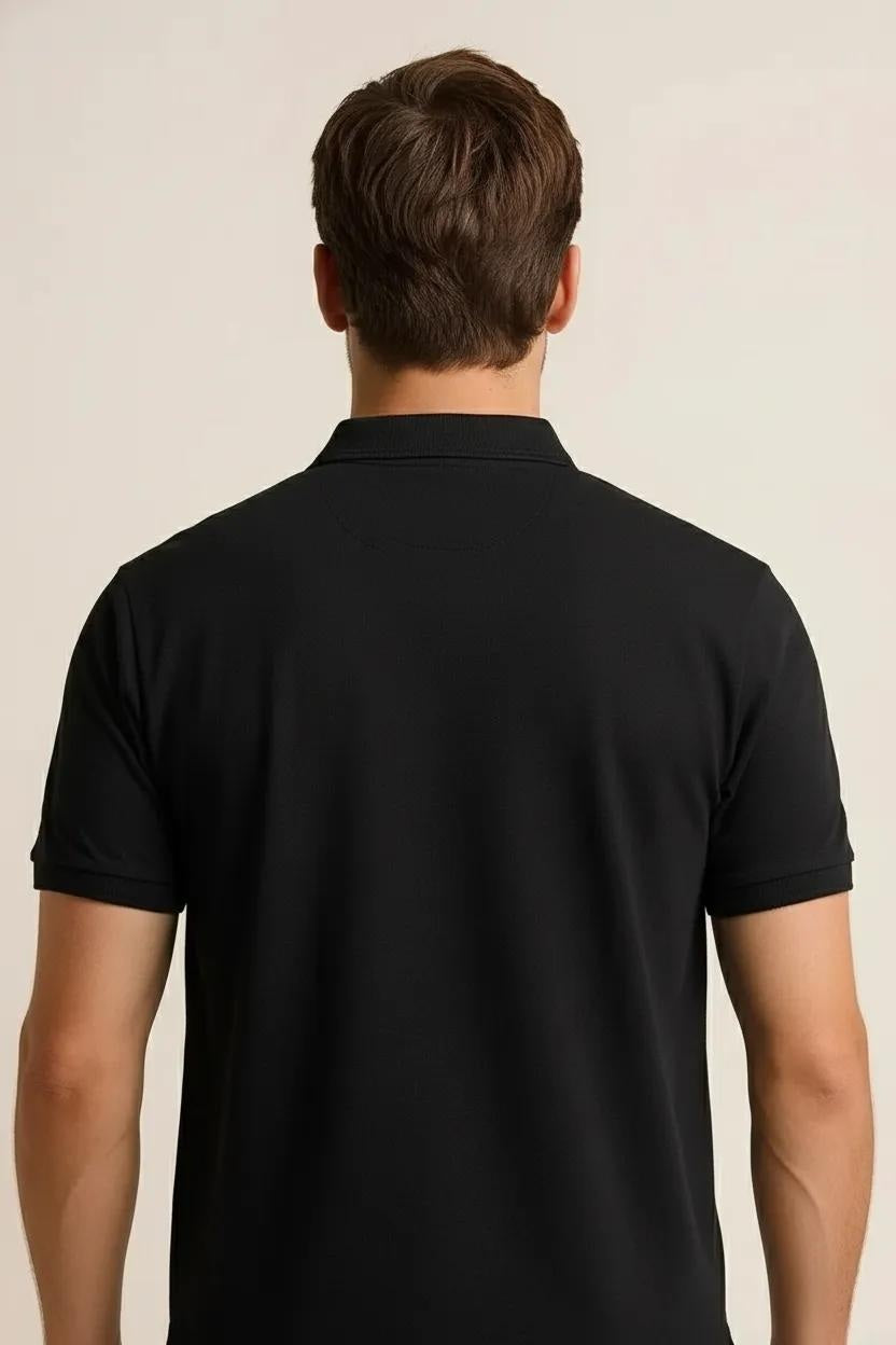 Octave Men Black Polo Collar T-shirt