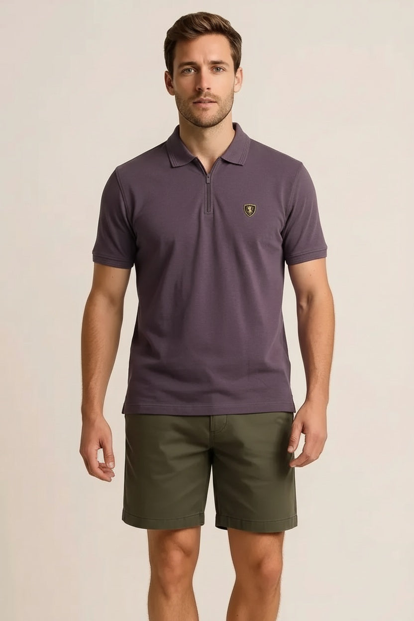 Octave Men Black Currant Polo Collar T-shirt