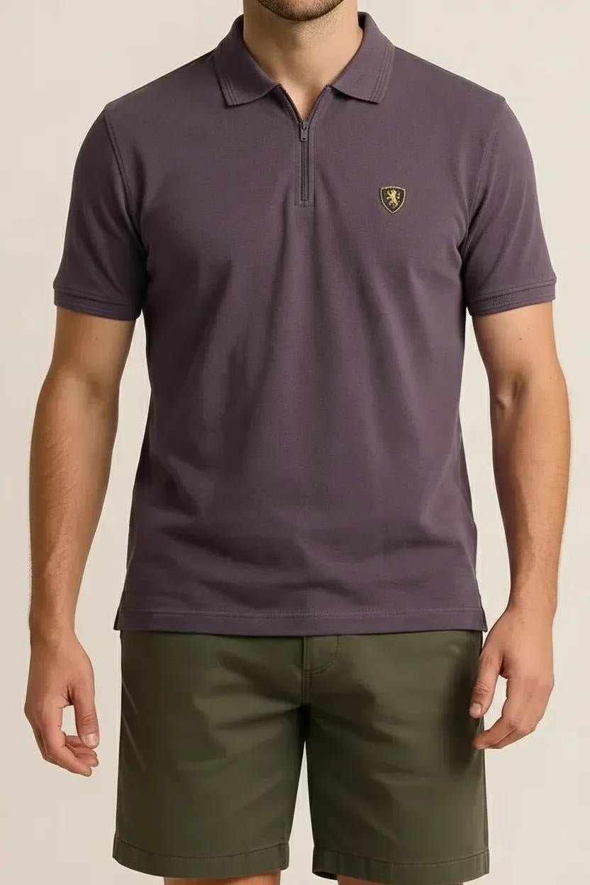 Octave Men Black Currant Polo Collar T-shirt