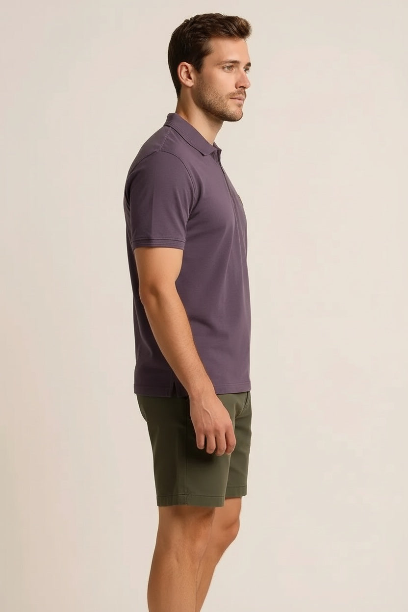 Octave Men Black Currant Polo Collar T-shirt