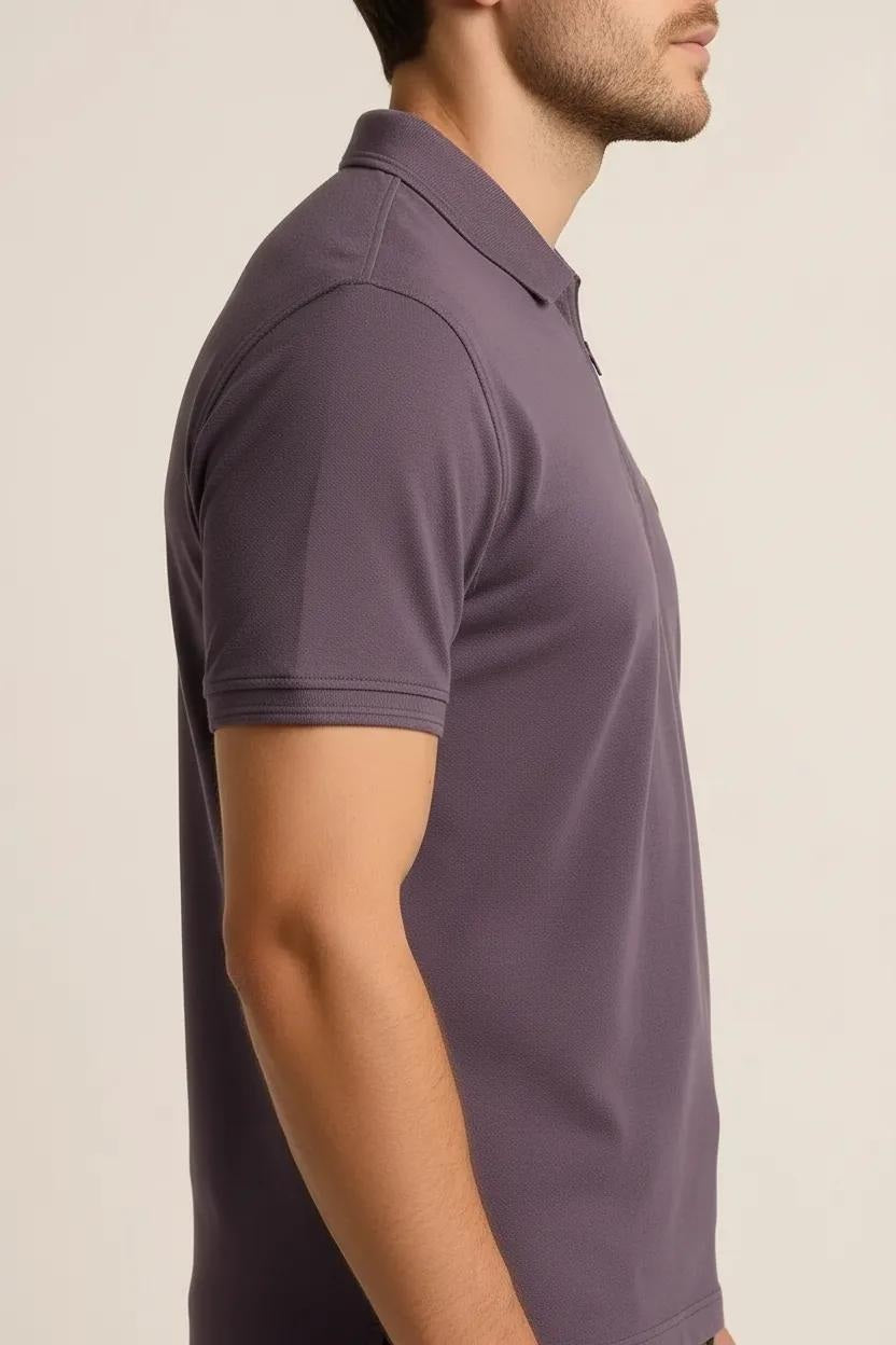 Octave Men Black Currant Polo Collar T-shirt