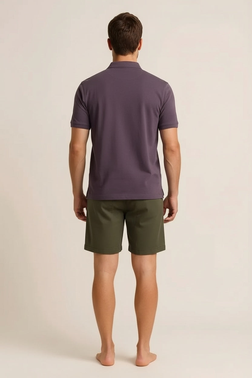 Octave Men Black Currant Polo Collar T-shirt