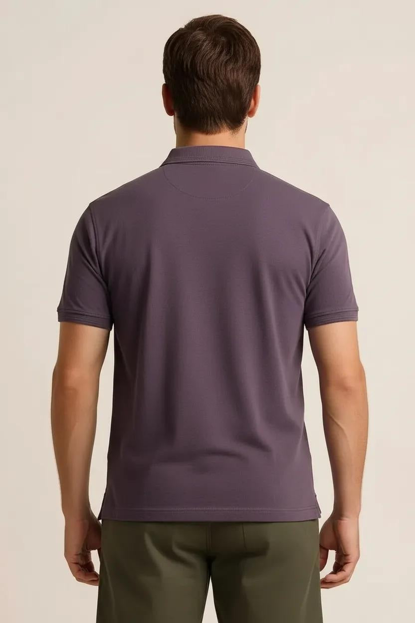 Octave Men Black Currant Polo Collar T-shirt
