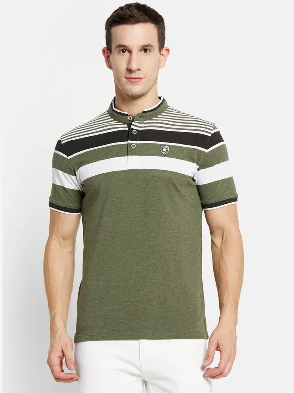 Men Olive Melange T-Shirt