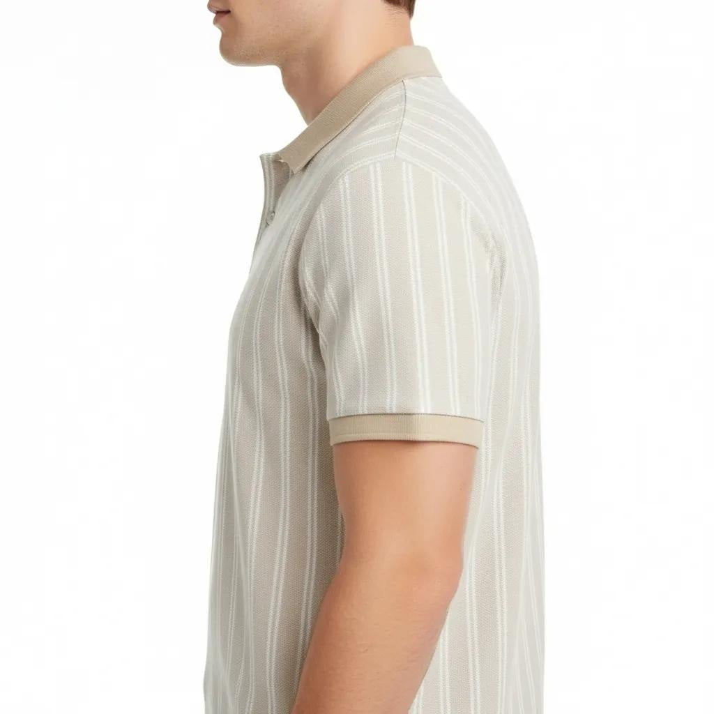Octave Men Arona Striped Polo Collar T-shirt