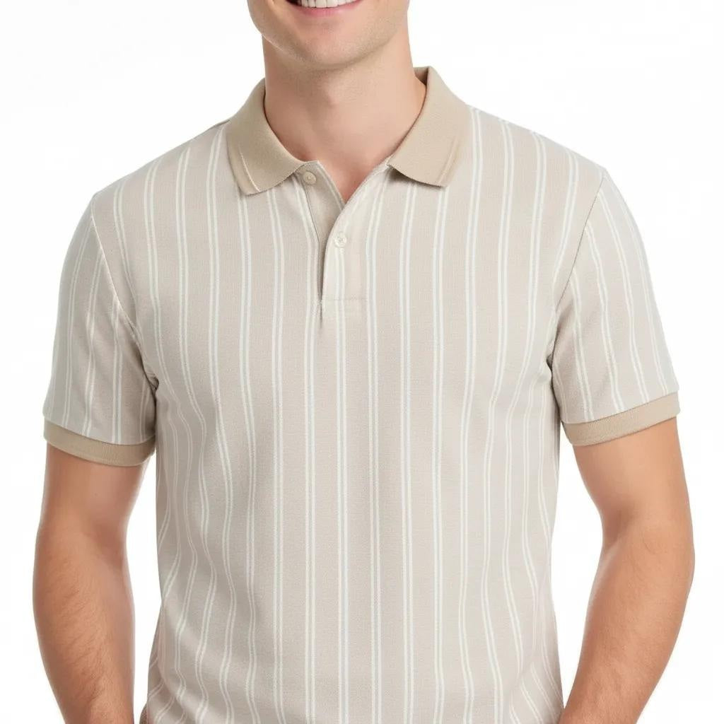 Octave Men Arona Striped Polo Collar T-shirt