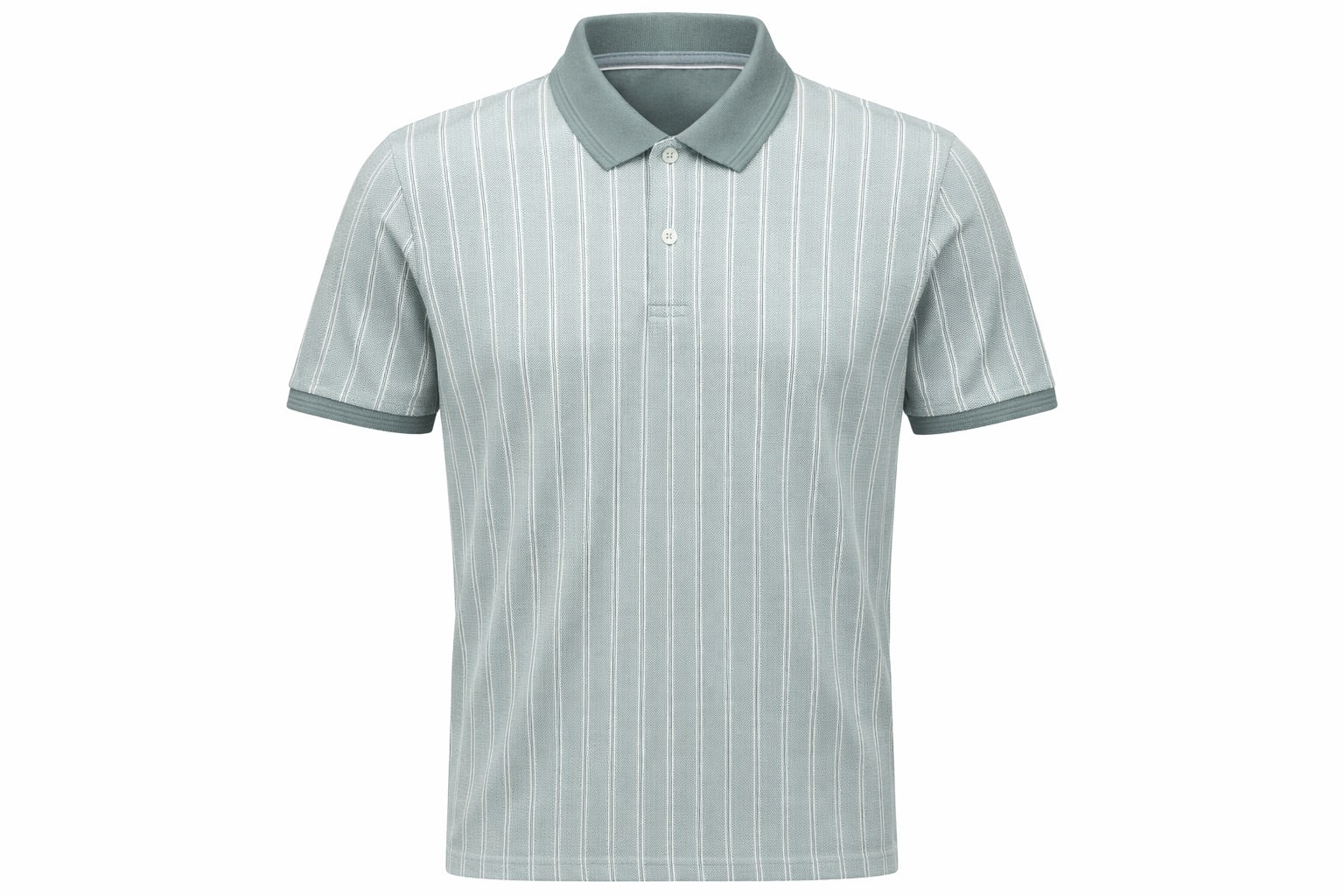 Men Pearl Blue Striped Polo Collar T-shirt
