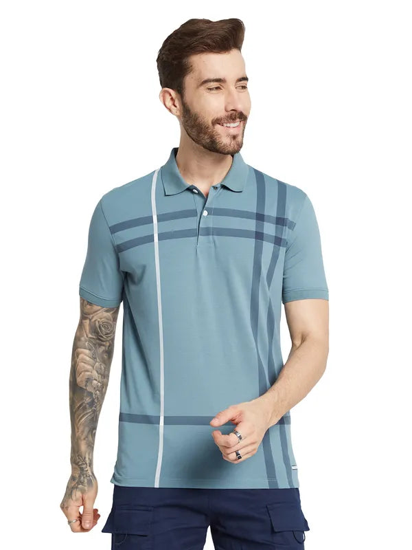 Octave Men Striped Polo Collar Pockets T-Shirt