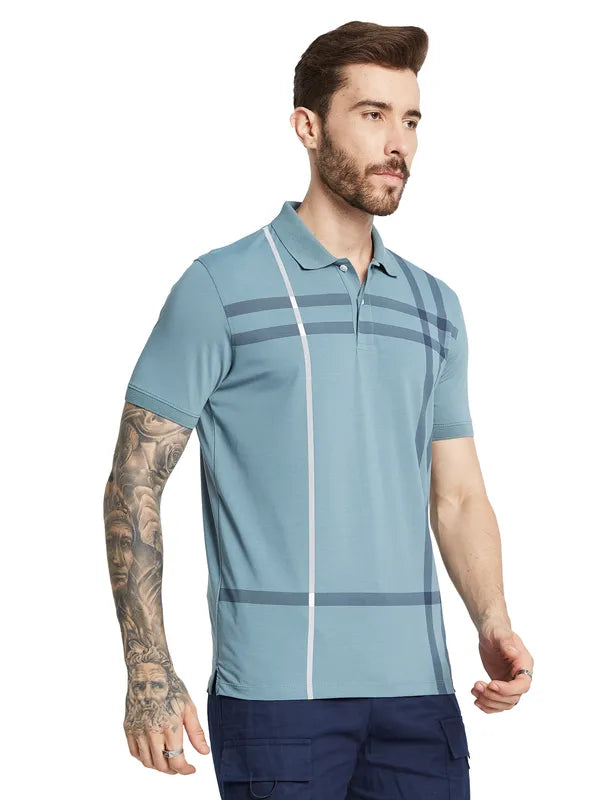 Octave Men Striped Polo Collar Pockets T-Shirt