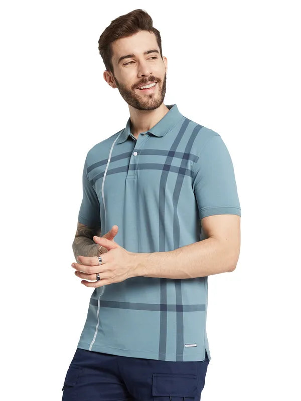 Octave Men Striped Polo Collar Pockets T-Shirt