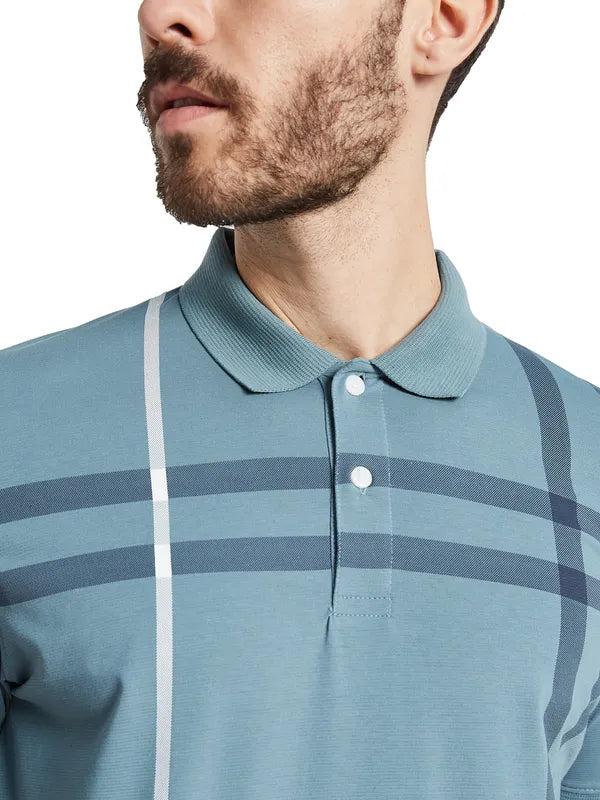 Octave Men Striped Polo Collar Pockets T-Shirt