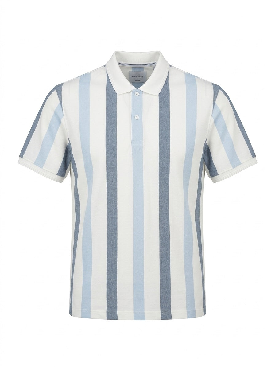 Men Air- Force Striped Striped Polo Collar T-shirt