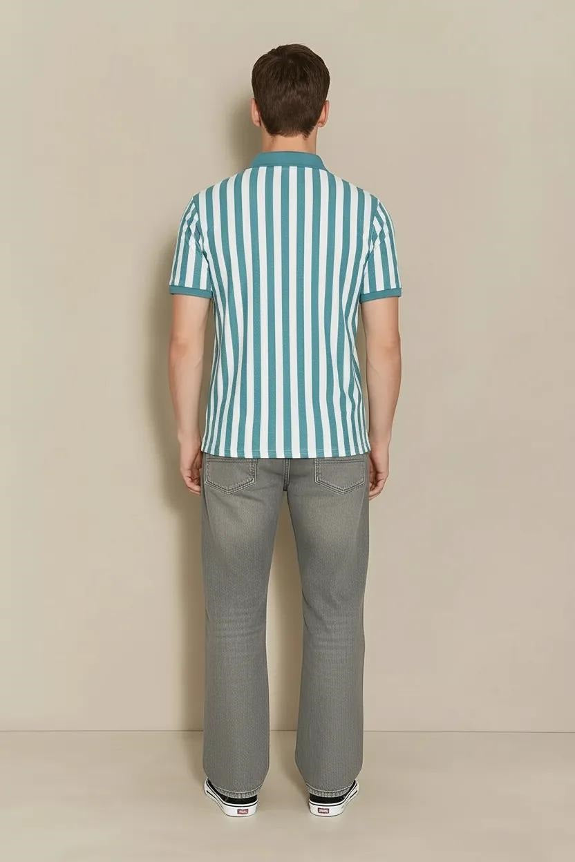 Men Nile Striped Polo Collar T-shirt