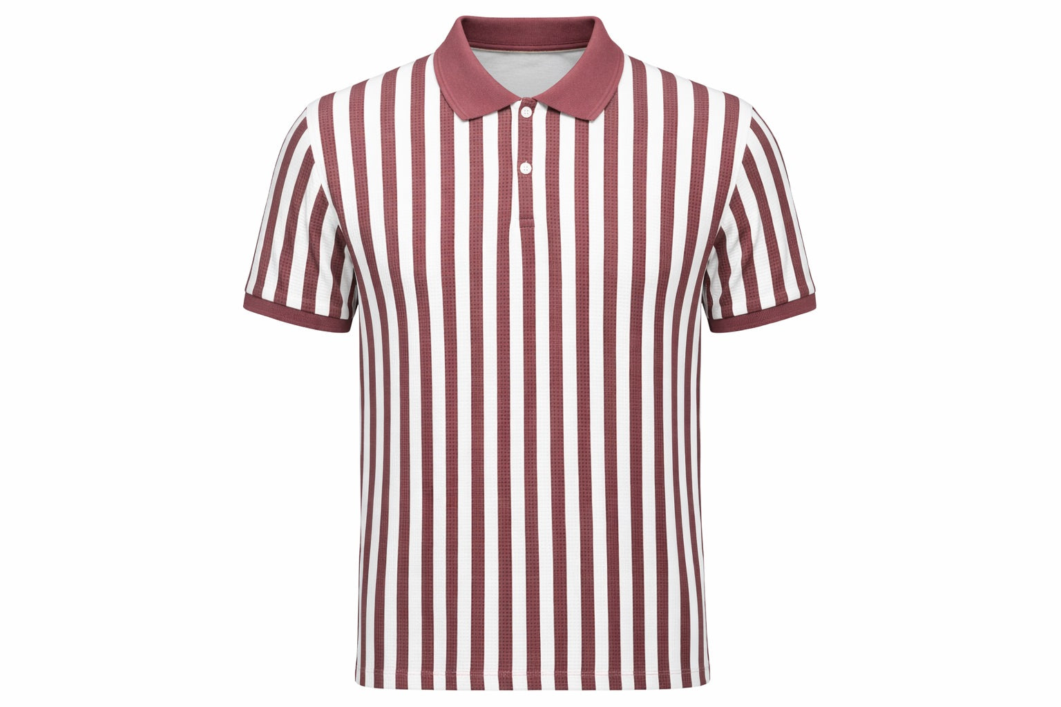 Men Suede Pink Striped Polo Collar T-shirt